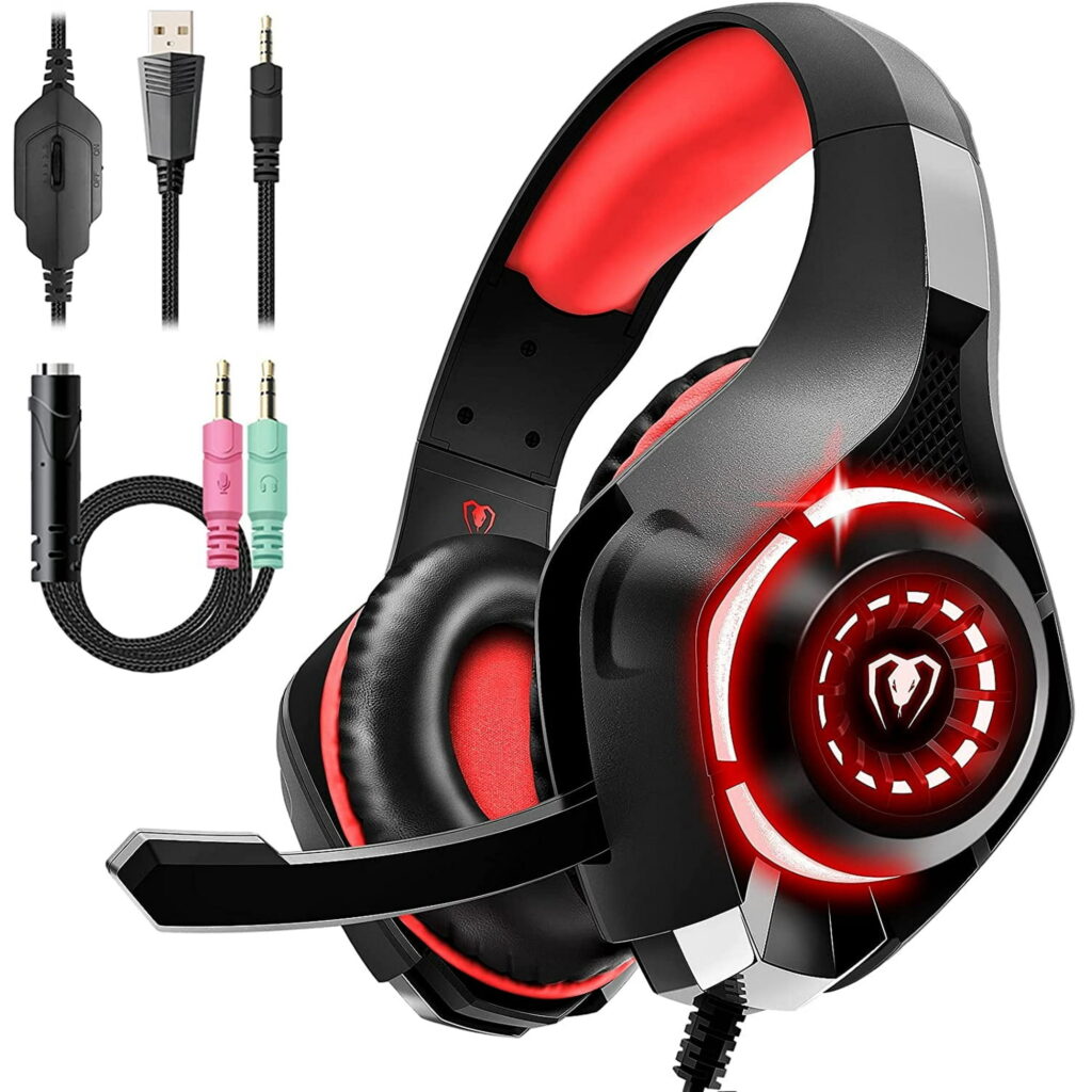 Gaming Headset for Ps4 Ps5 Xbox One Switch PC with Noise Canceling Mic, Deep Bass Stereo Sound