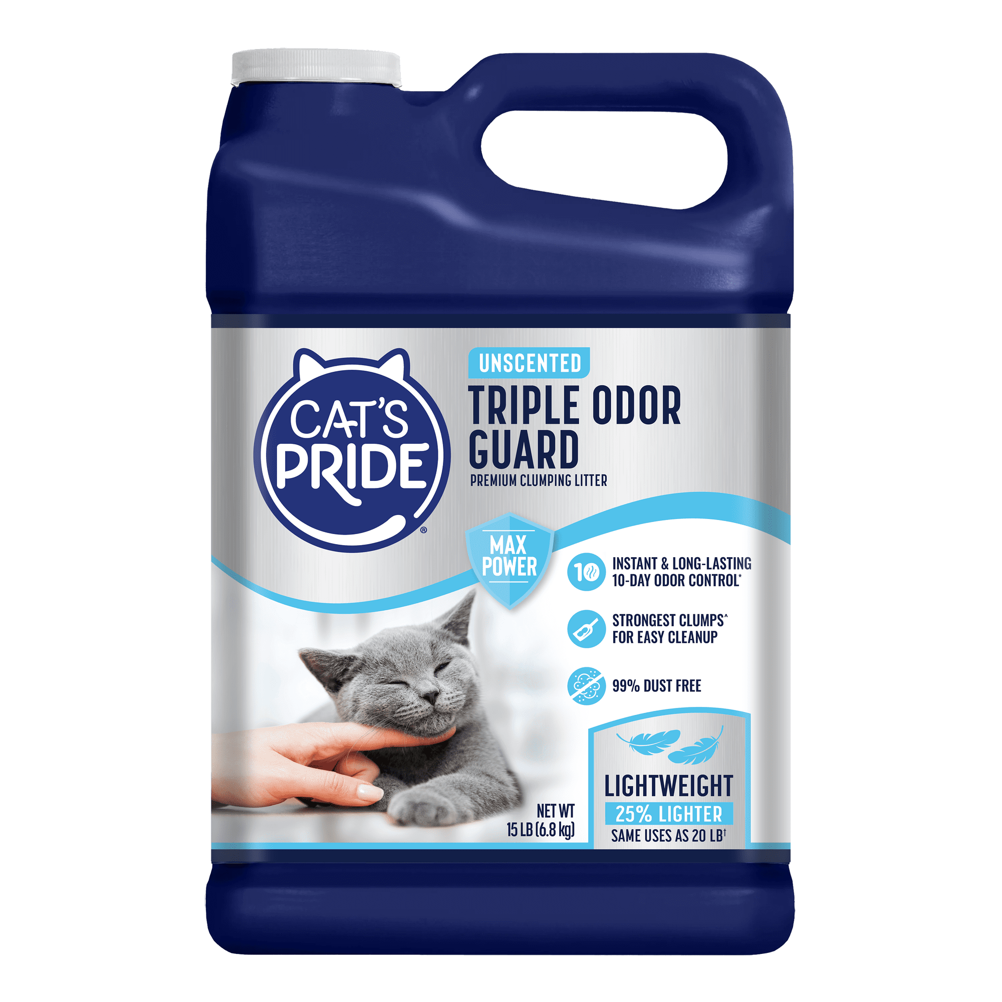 Cat's Pride Max Power Total Odor Control Unscented Multi-Cat Clumping Litter, 15lb Jug