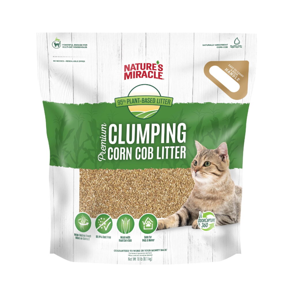 Nature's Miracle Premium Clumping Corn Cob Cat Litter, Bio-Enzymatic Formula, 18 lb